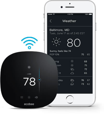 Ecobee Thermostat with smart phone